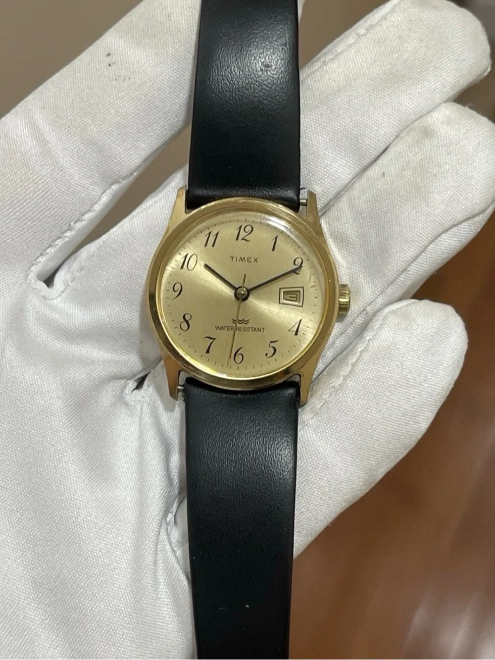 Vintage Timex Marlin Mechanical Watch Gold Tone 30mm Date Hand-Wind Runs